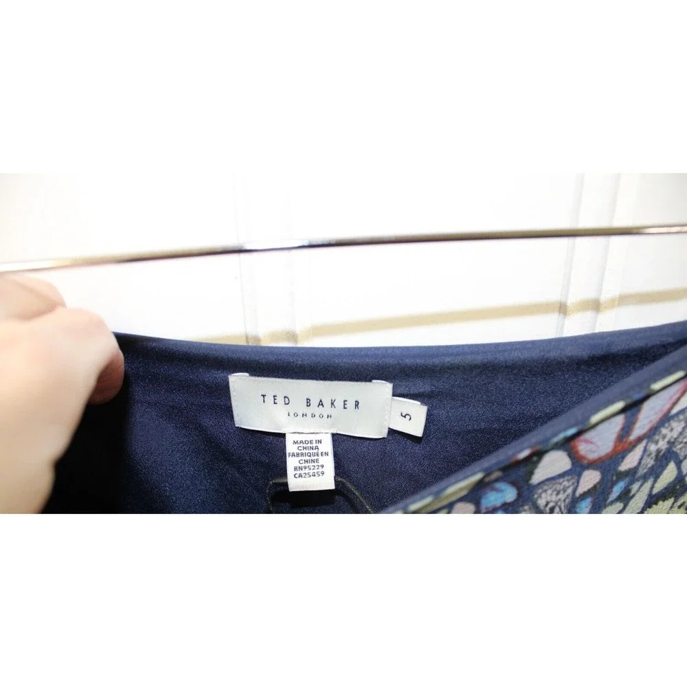 Ted Baker Lailaah Corrugated Pleat Midi Skirt Blue Size 5 US‎ 12  $275